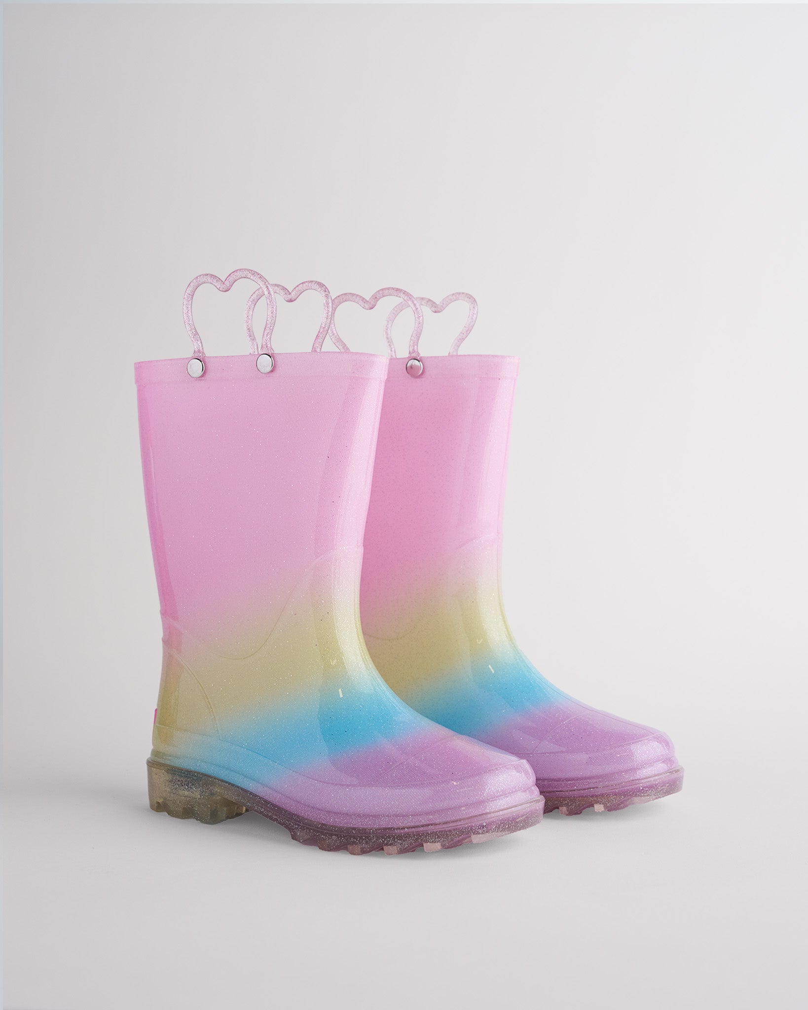 Kids Glitter Light Up Rain Boots in Rainbow
