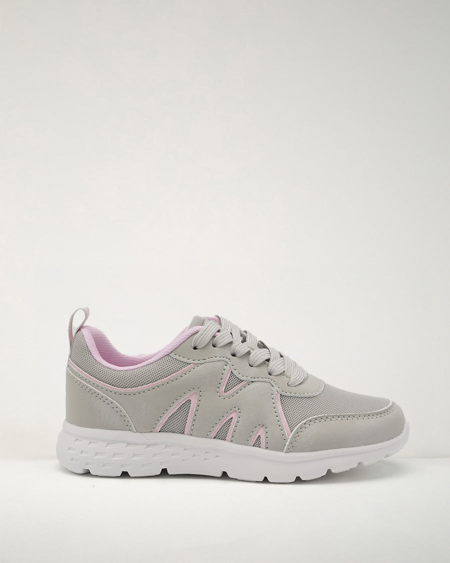 Light Grey Kids Sneakers | Lace-Up Tennis Shoes for Boys and Girls