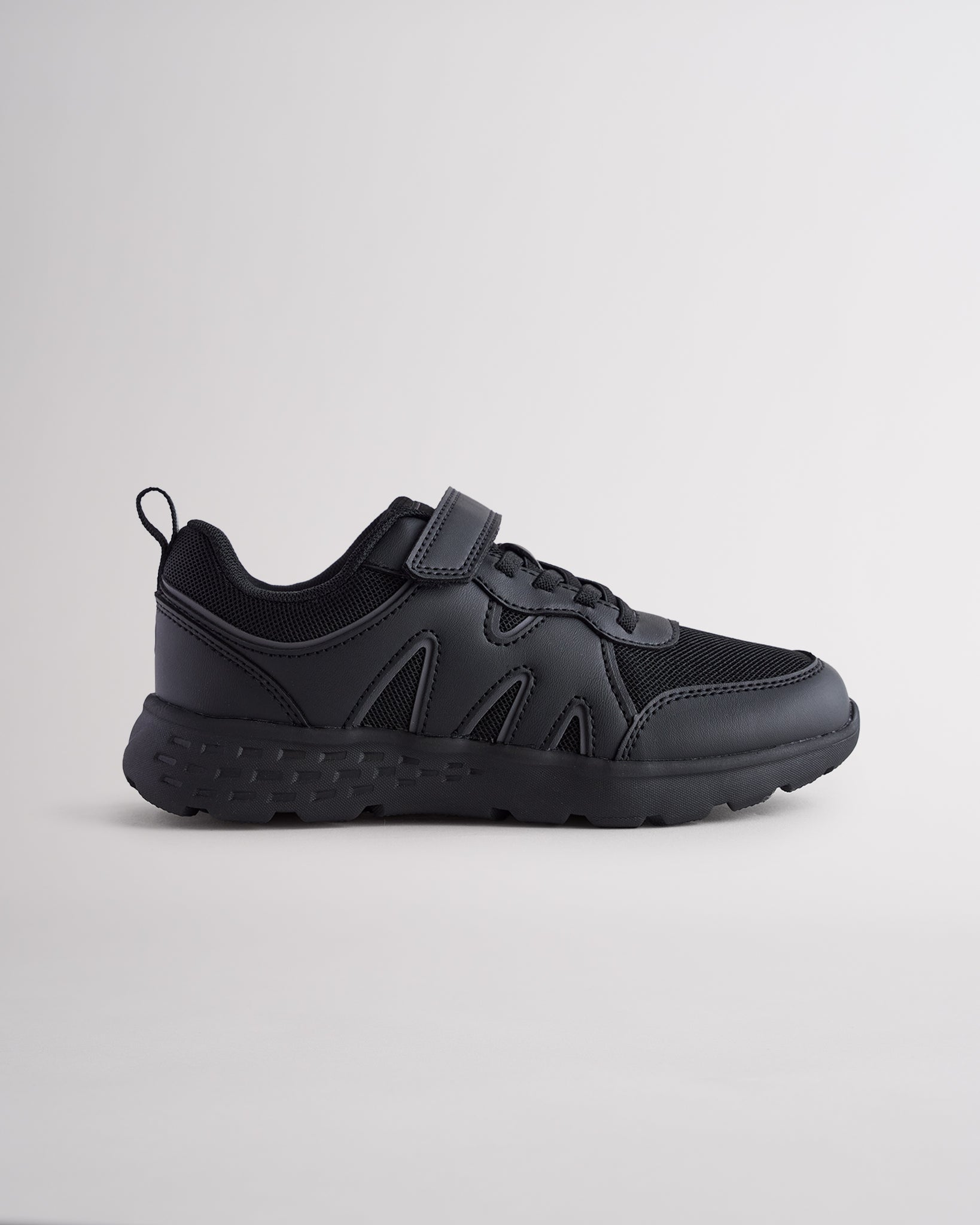 Kids Running Shoes with Straps in Ninja Black