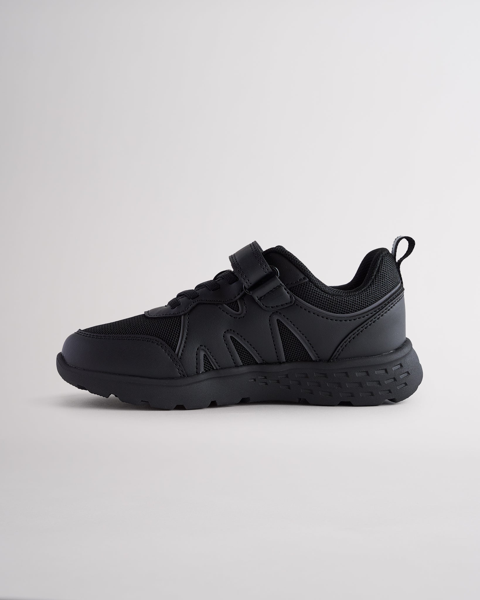 Kids Running Shoes with Straps in Ninja Black