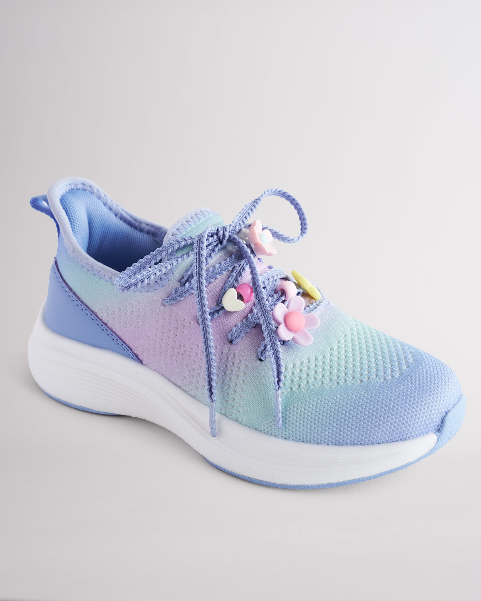 Kids Ocean Ombre lace-up running sneakers with cushioned white sole
