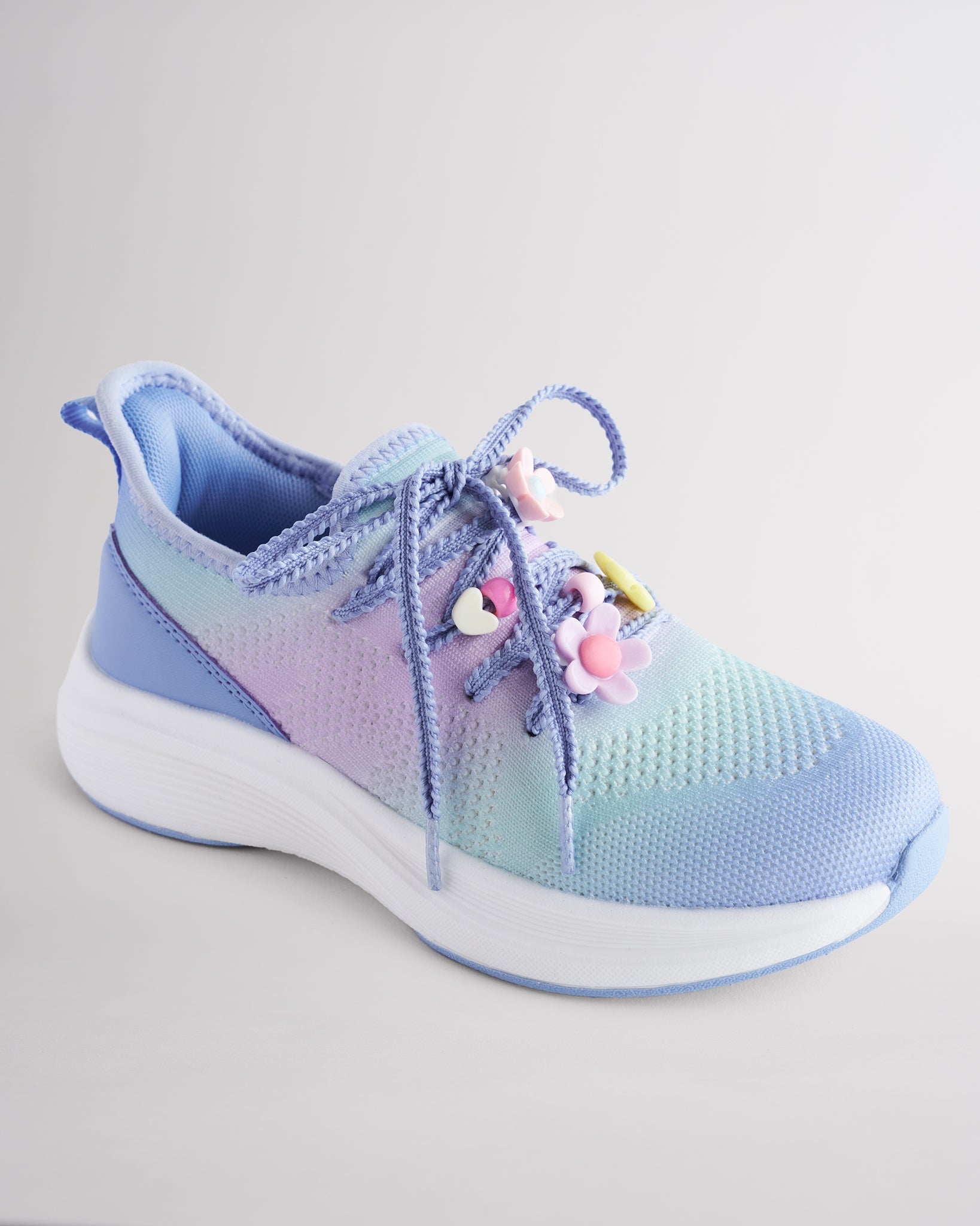 Kids Ocean Ombre lace-up running sneakers with cushioned white sole