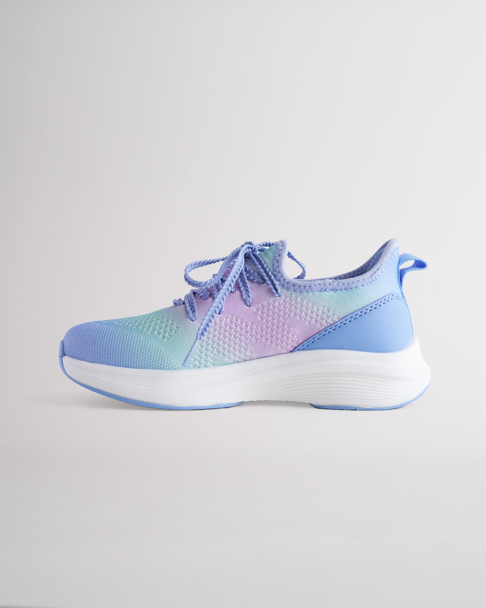 Kids Ocean Ombre lace-up running sneakers with cushioned white sole