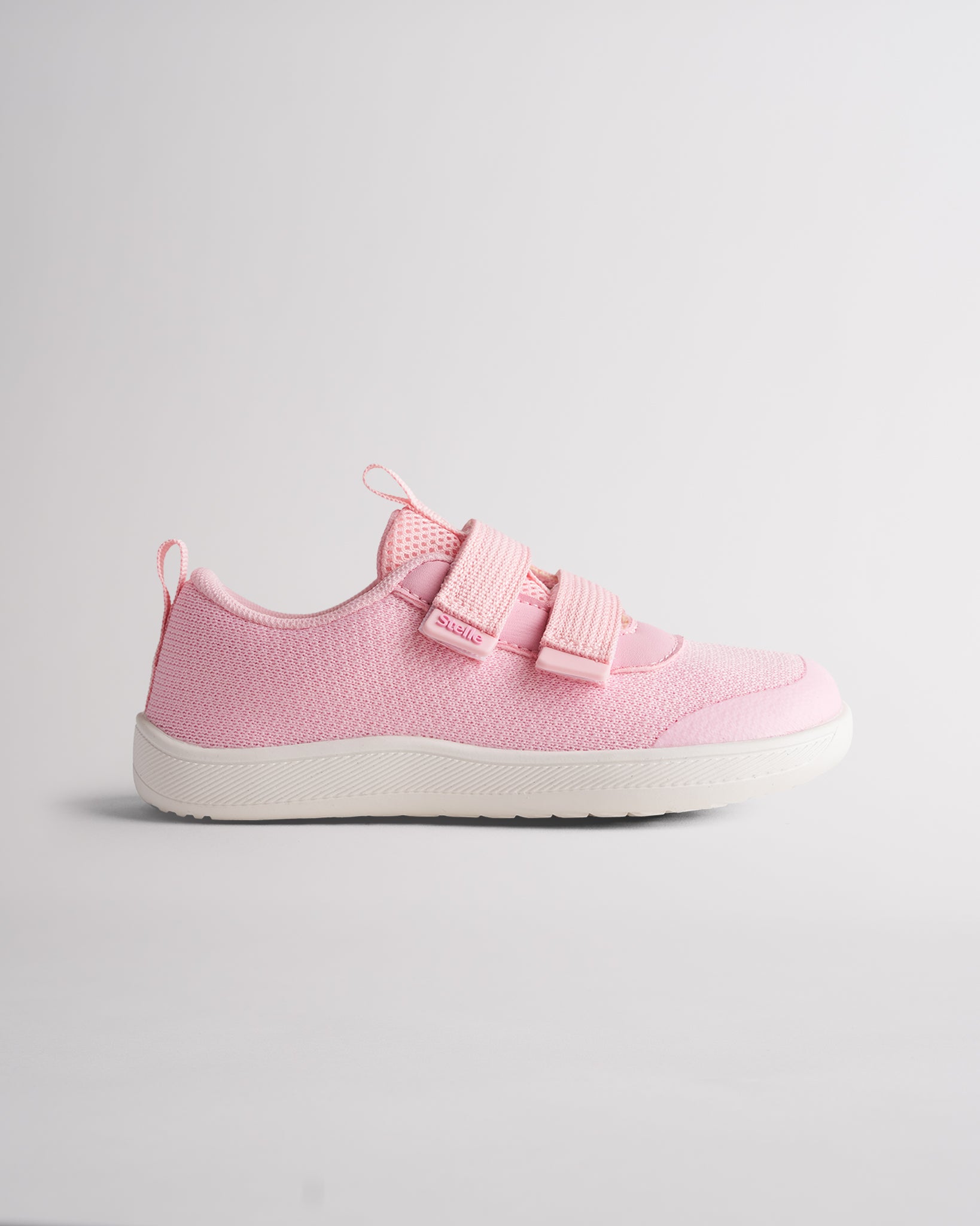 Pink kids barefoot shoes with dual straps and wide toe box for natural movement