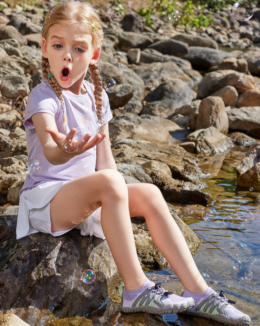 Light Purple Kids Water Shoes with Adjustable Laces