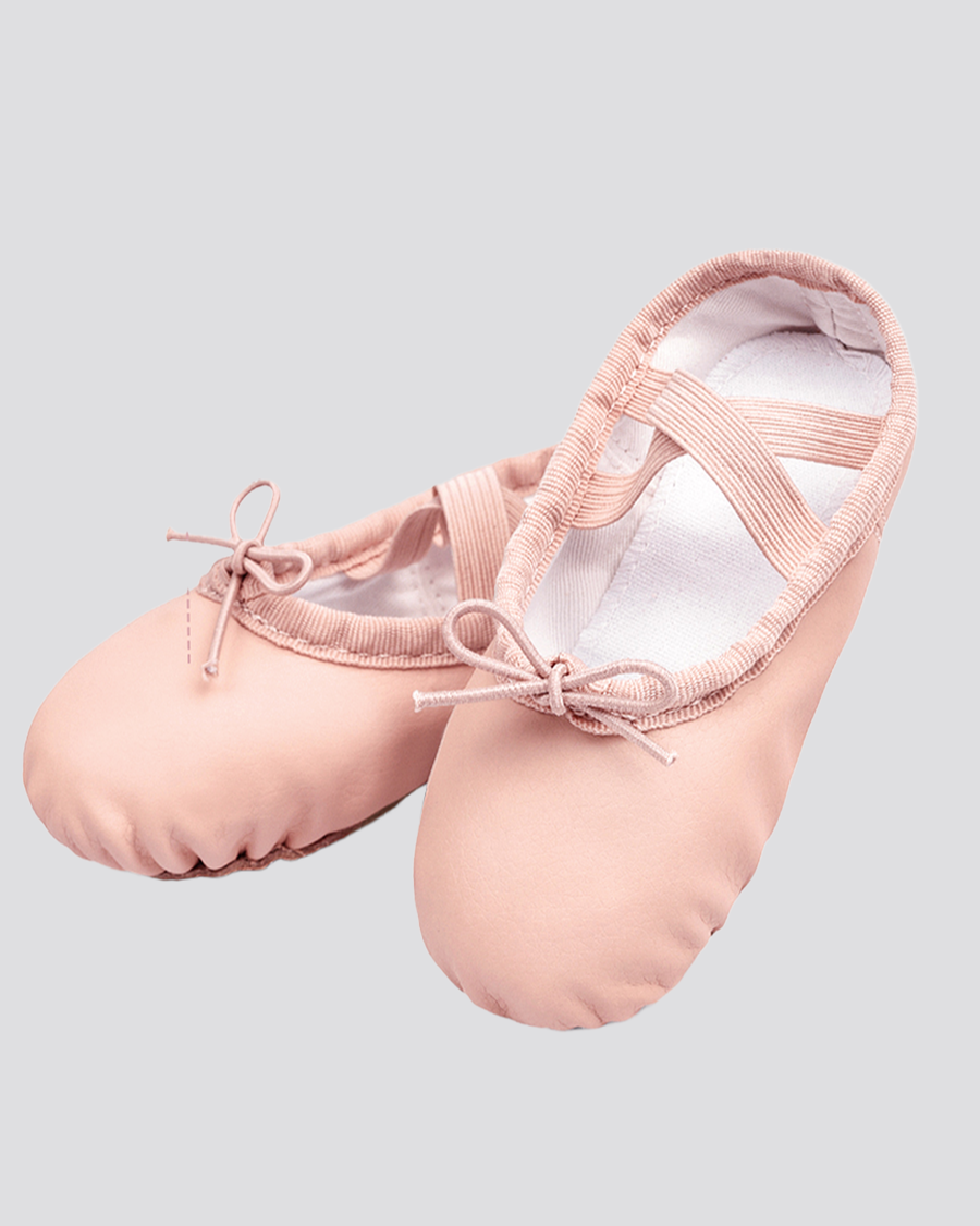 Ballet Pink Kids PU Leather Ballet Shoes (Full Sole, With Lace)