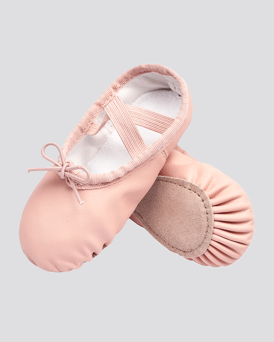 Ballet Pink Kids PU Leather Ballet Shoes (Full Sole, With Lace)