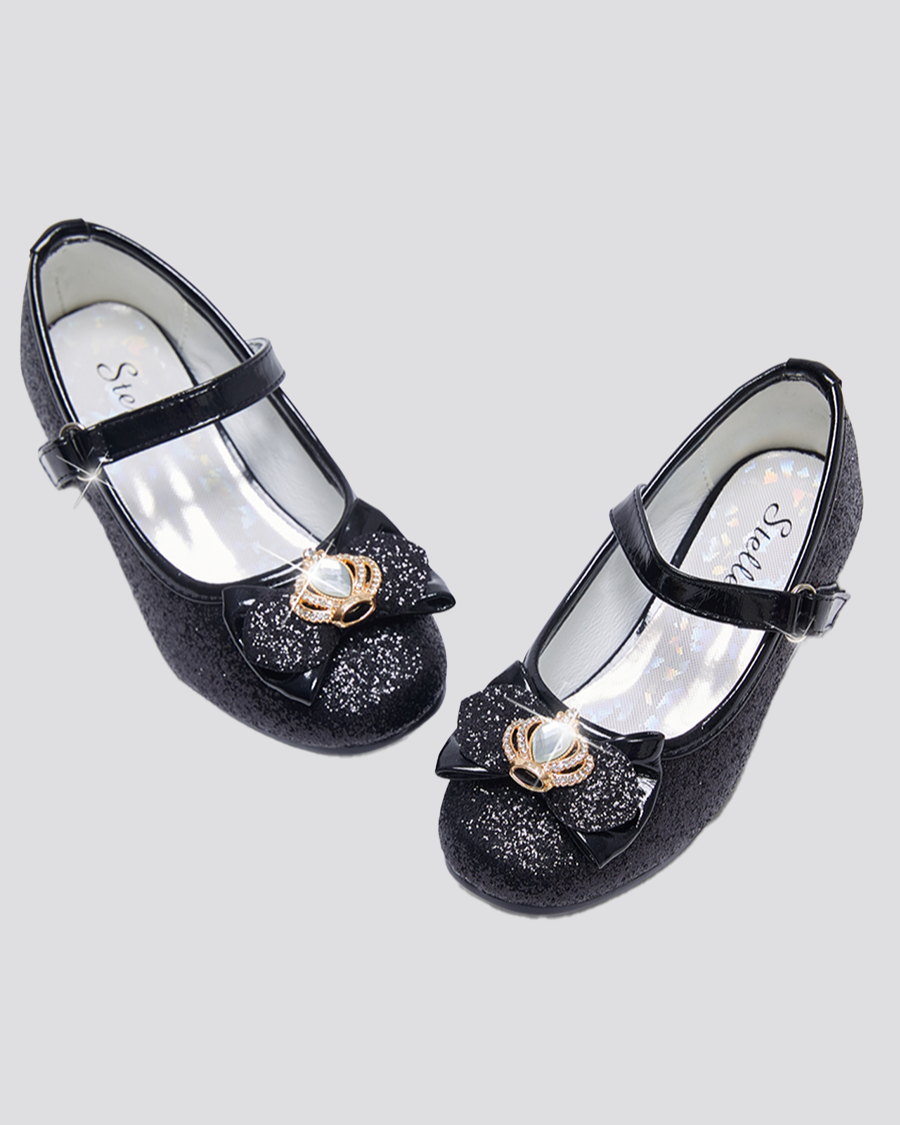 Black Girls Crown Glitter Mary Jane Dress Shoes