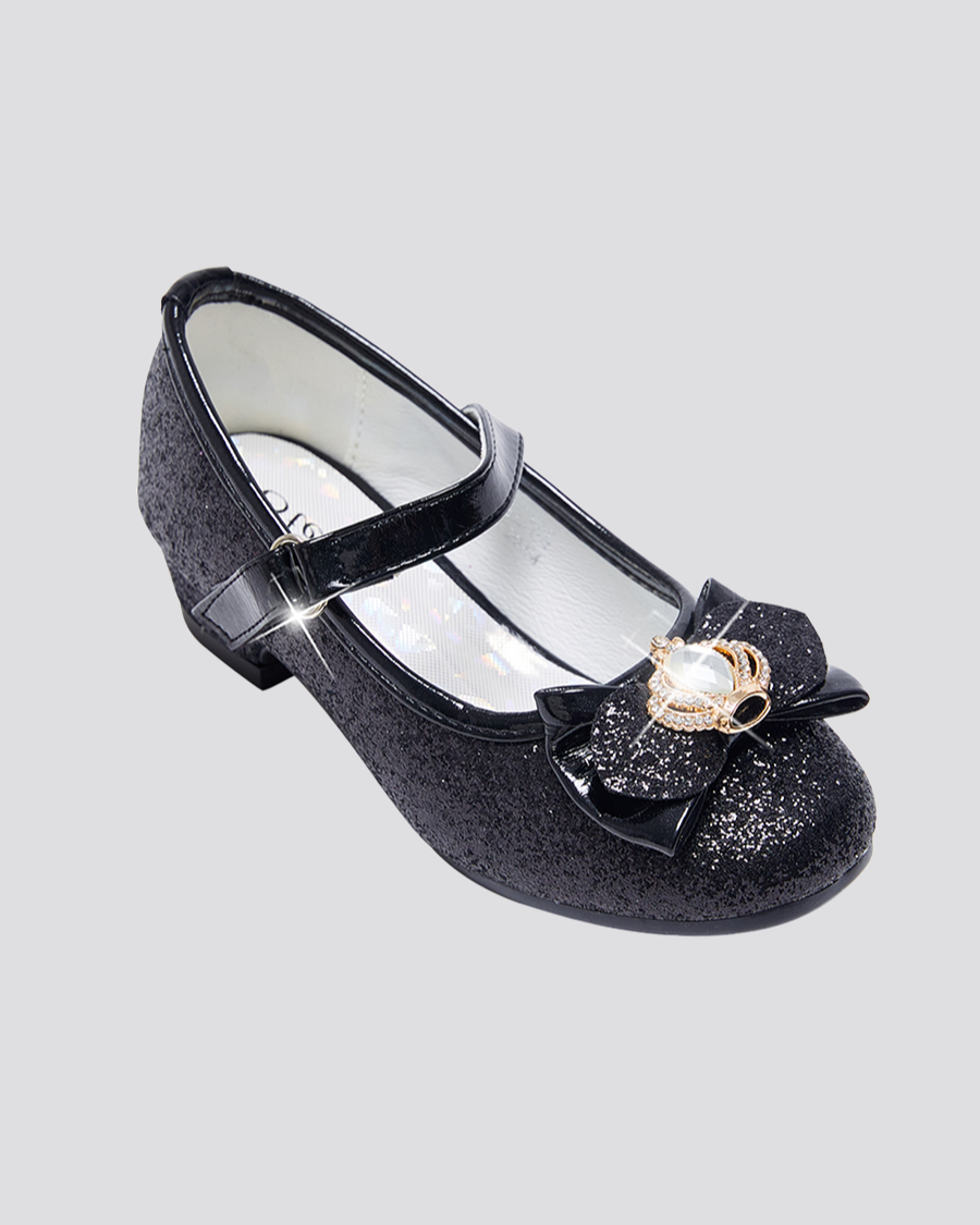 Black Girls Crown Glitter Mary Jane Dress Shoes