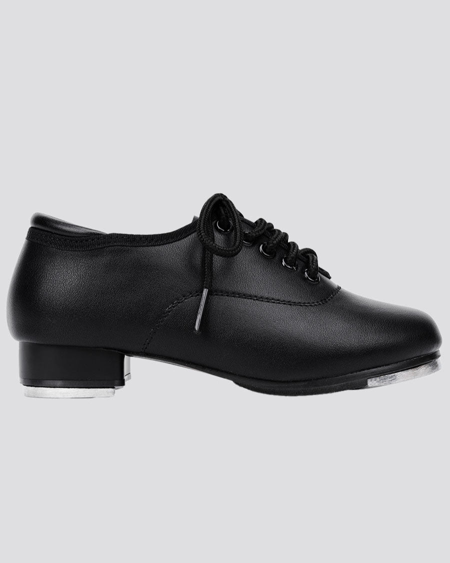 Black Kids Lace Up PU Leather Tap Shoes