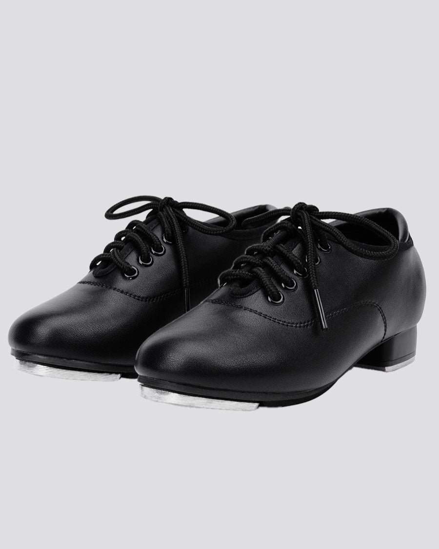 Black Kids Lace Up PU Leather Tap Shoes