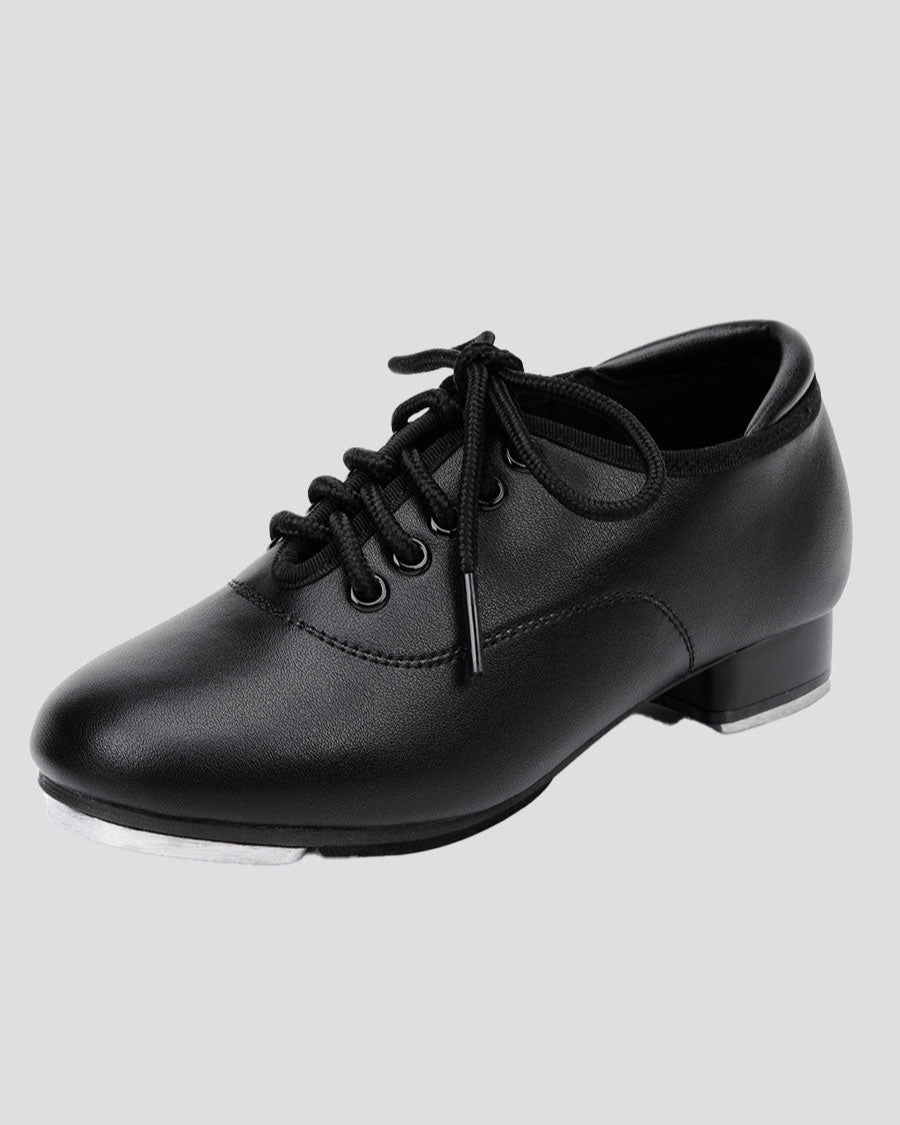 Black Kids Lace Up PU Leather Tap Shoes