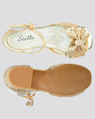 Gold Girls Sparkly Princess Low Heels Sandals