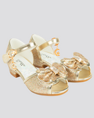 Gold Girls Sparkly Princess Low Heels Sandals