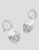 Silver Girls Sparkly Princess Low Heels Sandals