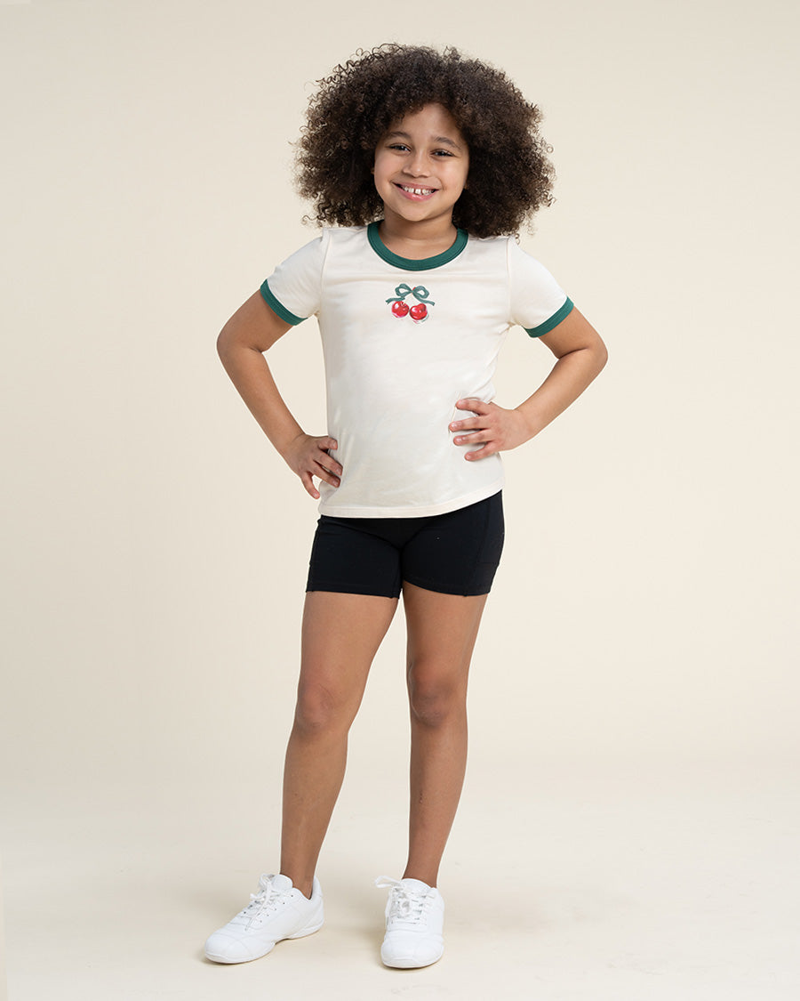 Vanilla Kids Cherry Print Ringer Tee