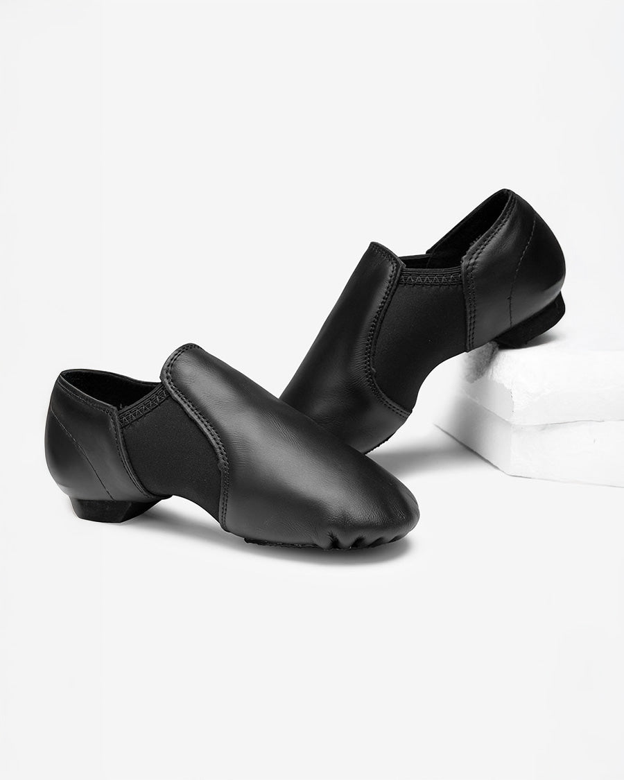 Black Kids Unisex Leather Jazz shoes