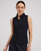 Black Classic Fit Sleeveless Polo Shirt