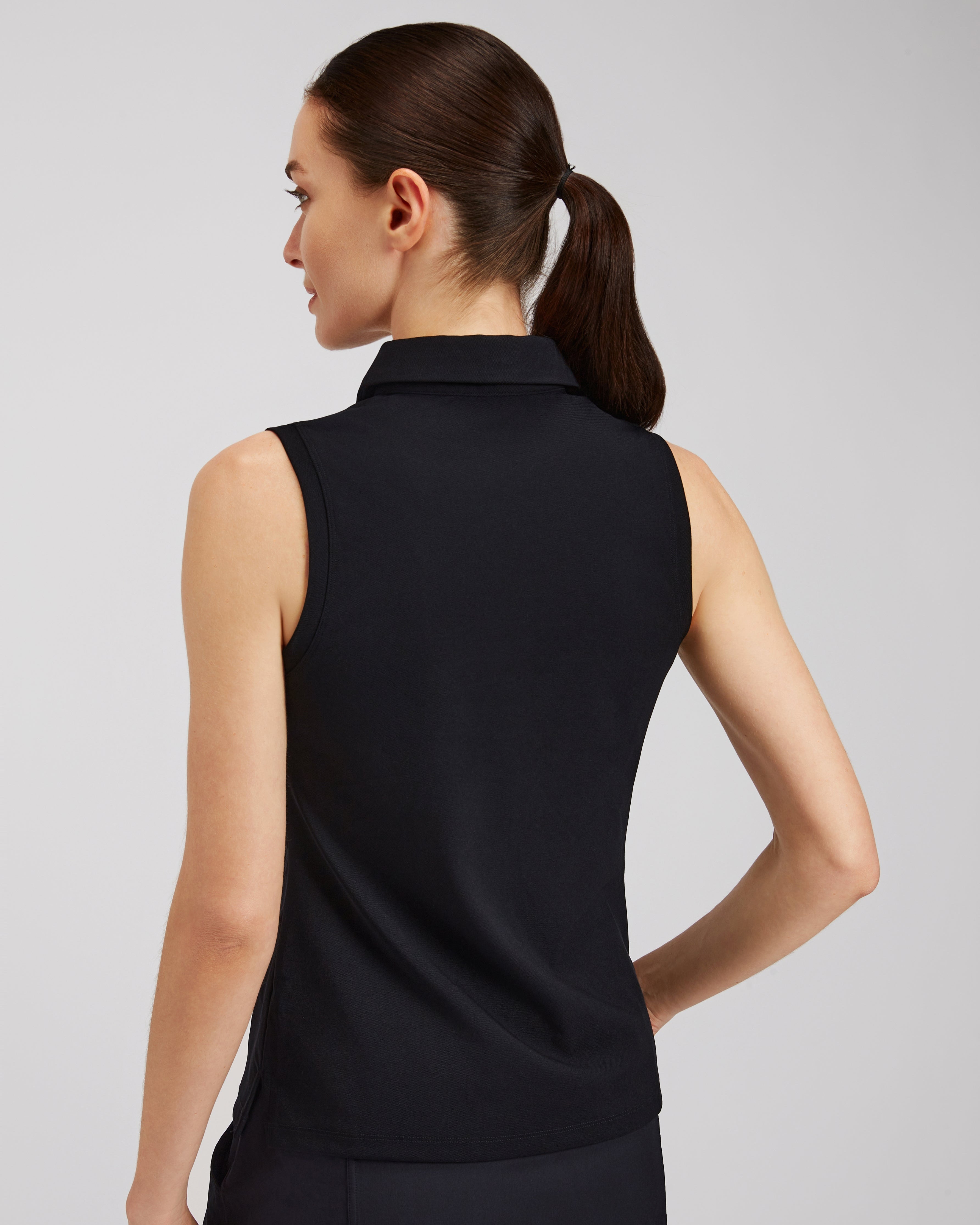 Black Classic Fit Sleeveless Polo Shirt