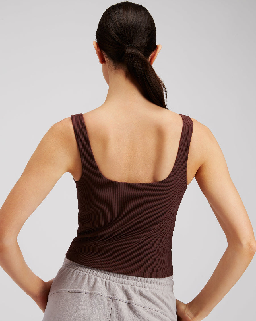 Cocoa Square Neck Longline Tank Top