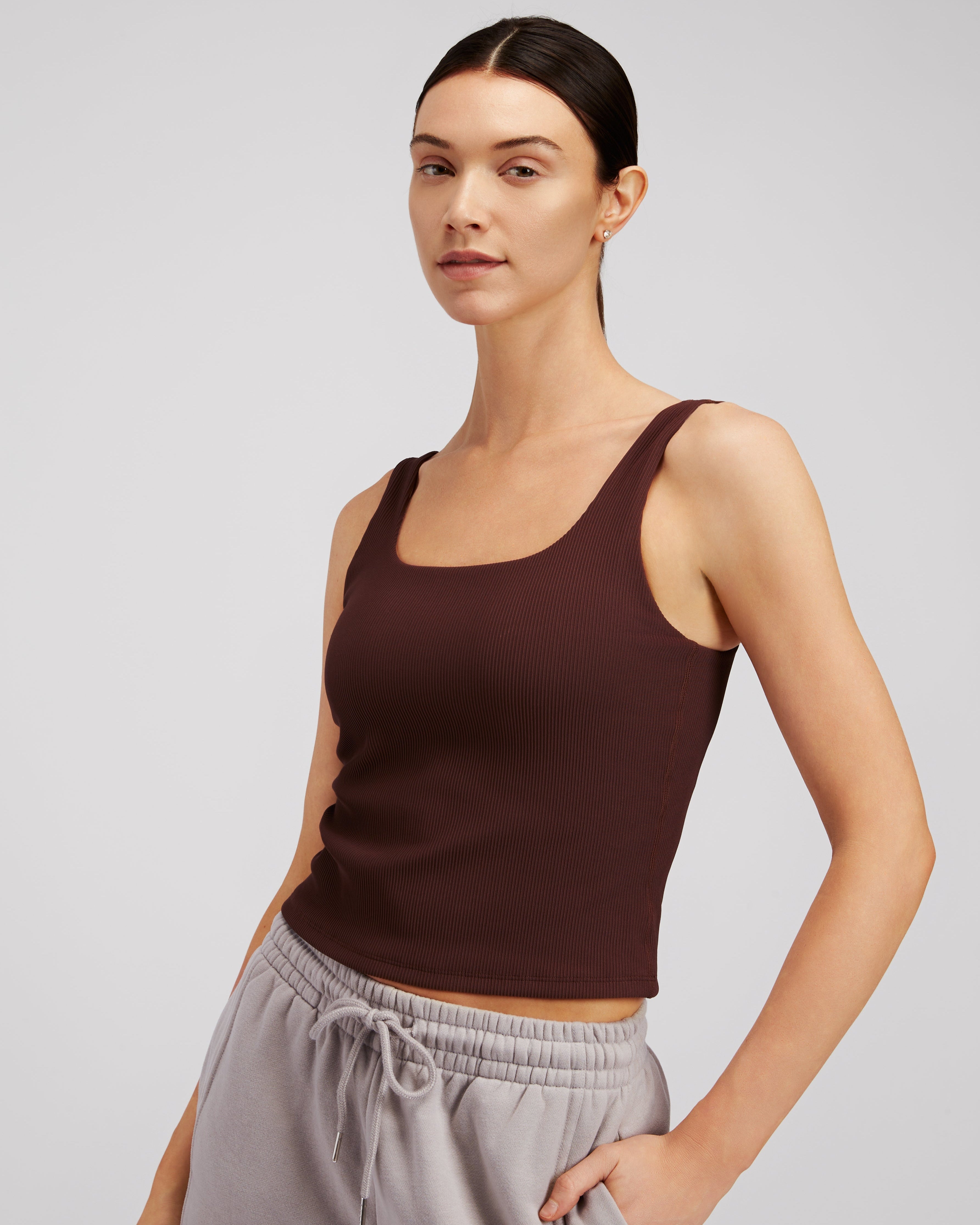 Cocoa Square Neck Longline Tank Top