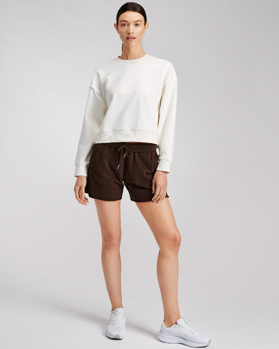 Off White Crop Oversized Sweatshirt