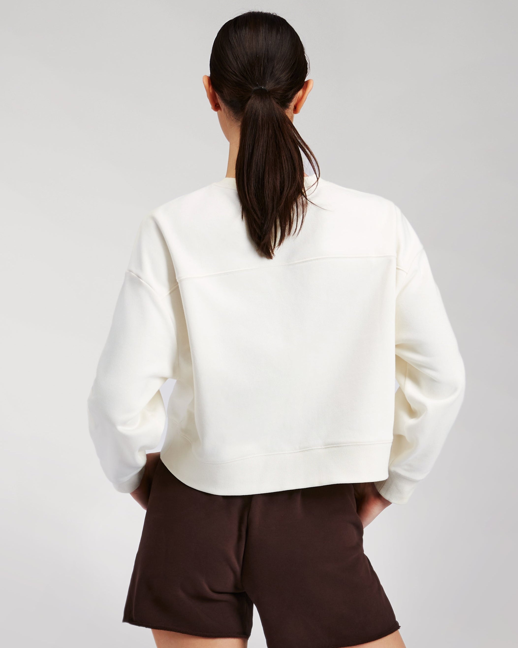 Off White Crop Oversized Sweatshirt