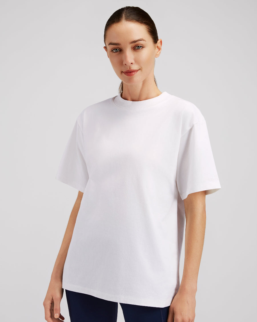 White Women Cotton Oversized T-Shirt