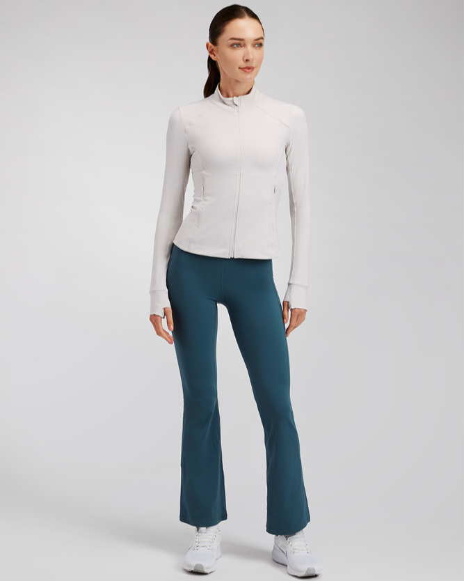 Chalk Slim-Fit Athletic Jacket | Full-Zip with Pockets