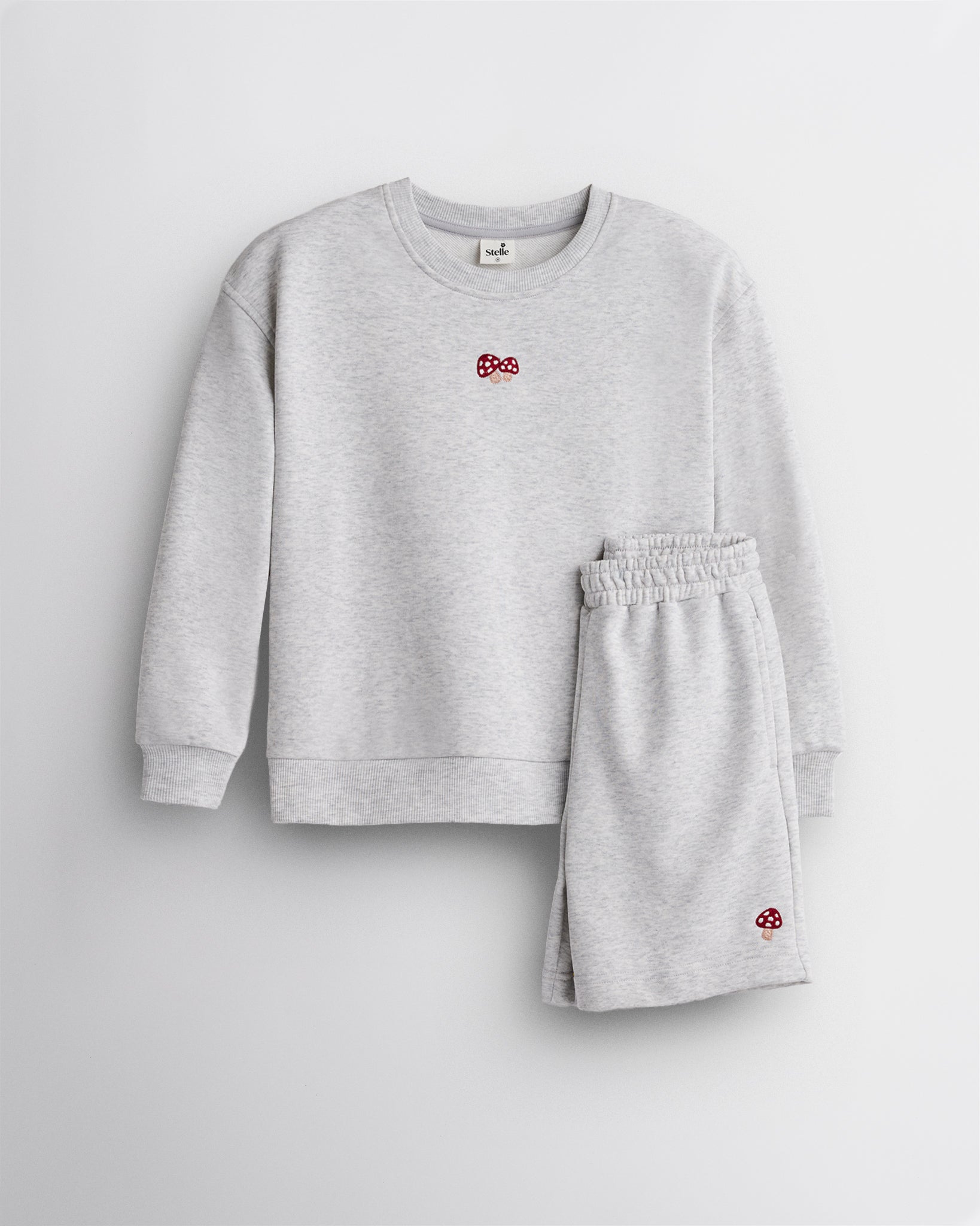 No Sweat Kids Crewneck and Shorts Set in Heather Grey