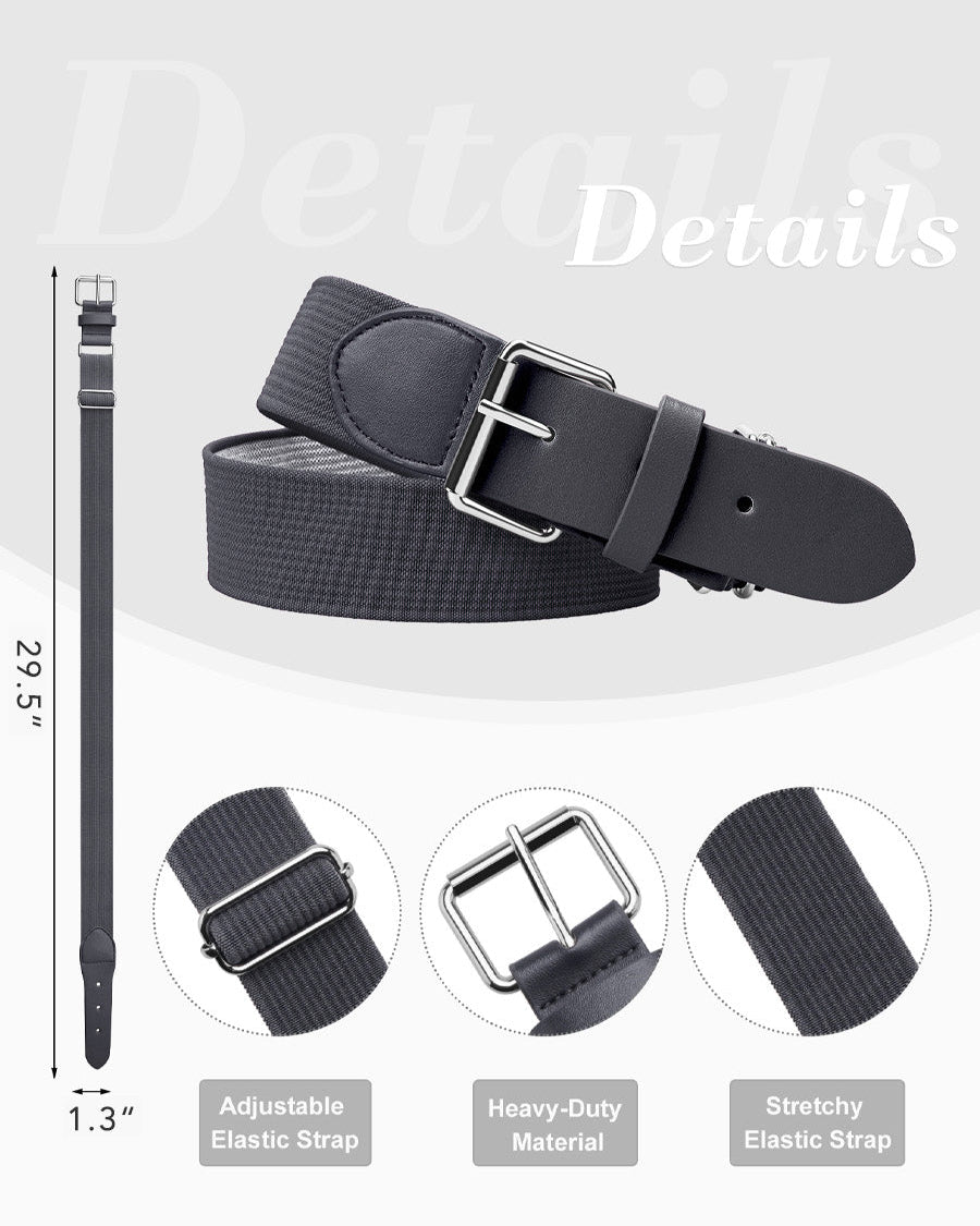 Charcoal Youth Elastic Baseball/Softball Belt - View 3