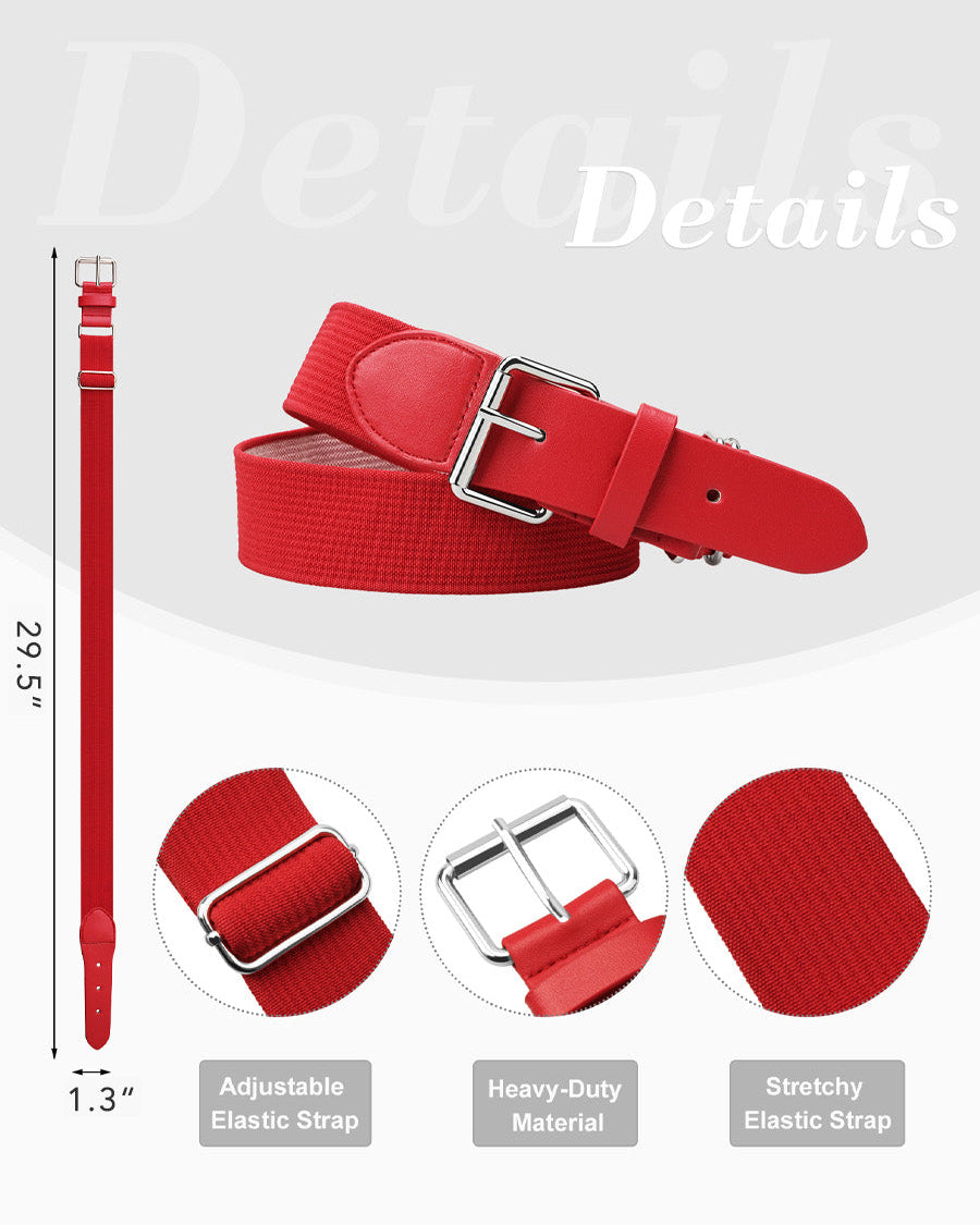 Red Youth Elastic Baseball/Softball Belt - View 4