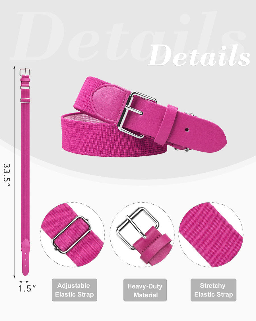 Hot Pink Adults Elastic Baseball/Softball Belt - View 3