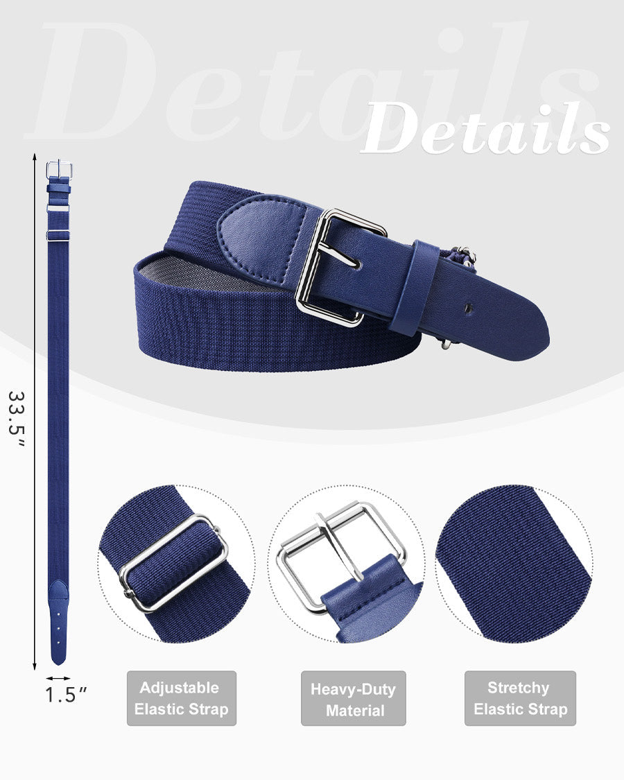 Navy Adults Elastic Baseball/Softball Belt - View 2