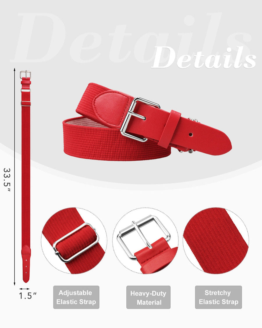 Red Adults Elastic Baseball/Softball Belt - View 3