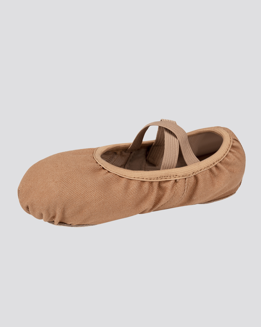 Tan Kids Cross Straps Canvas Ballet Shoes