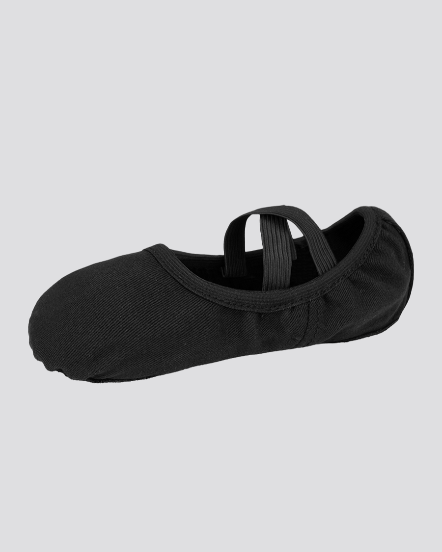 Black Kids Cross Straps Canvas Ballet Shoes