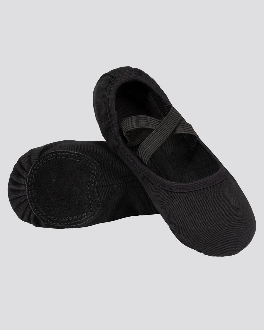 Black Kids Cross Straps Canvas Ballet Shoes