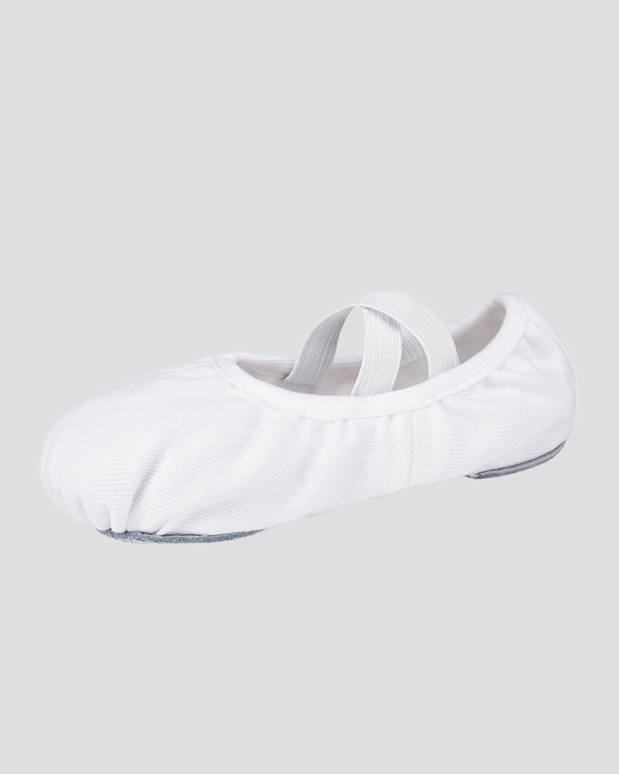 White Kids Cross Straps Canvas Ballet Shoes