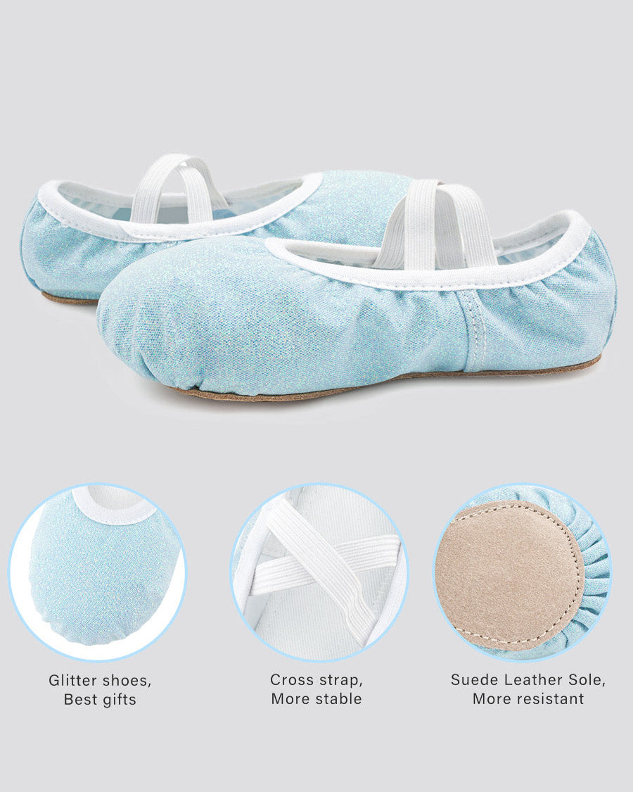 Blue Glitter Kids Glitter Ballet Shoes