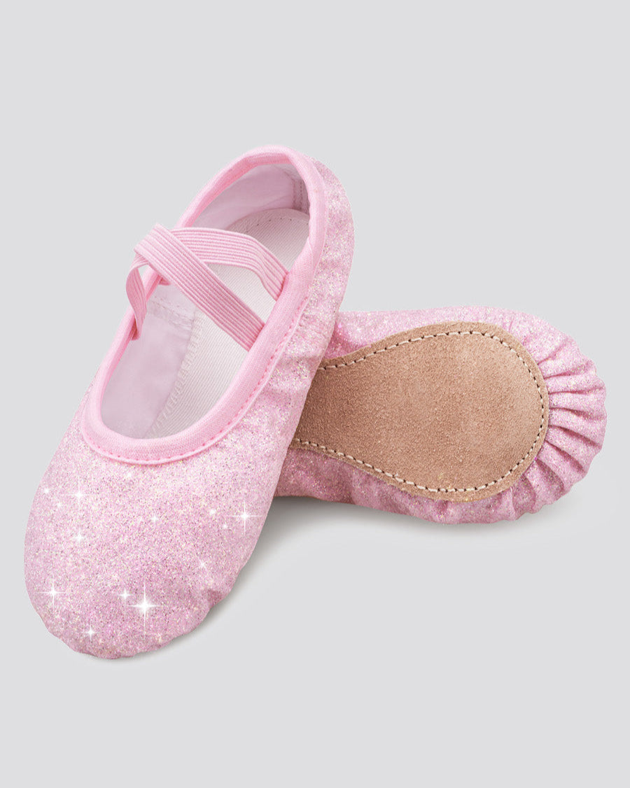 Dusty Pink Glitter Kids Glitter Ballet Shoes