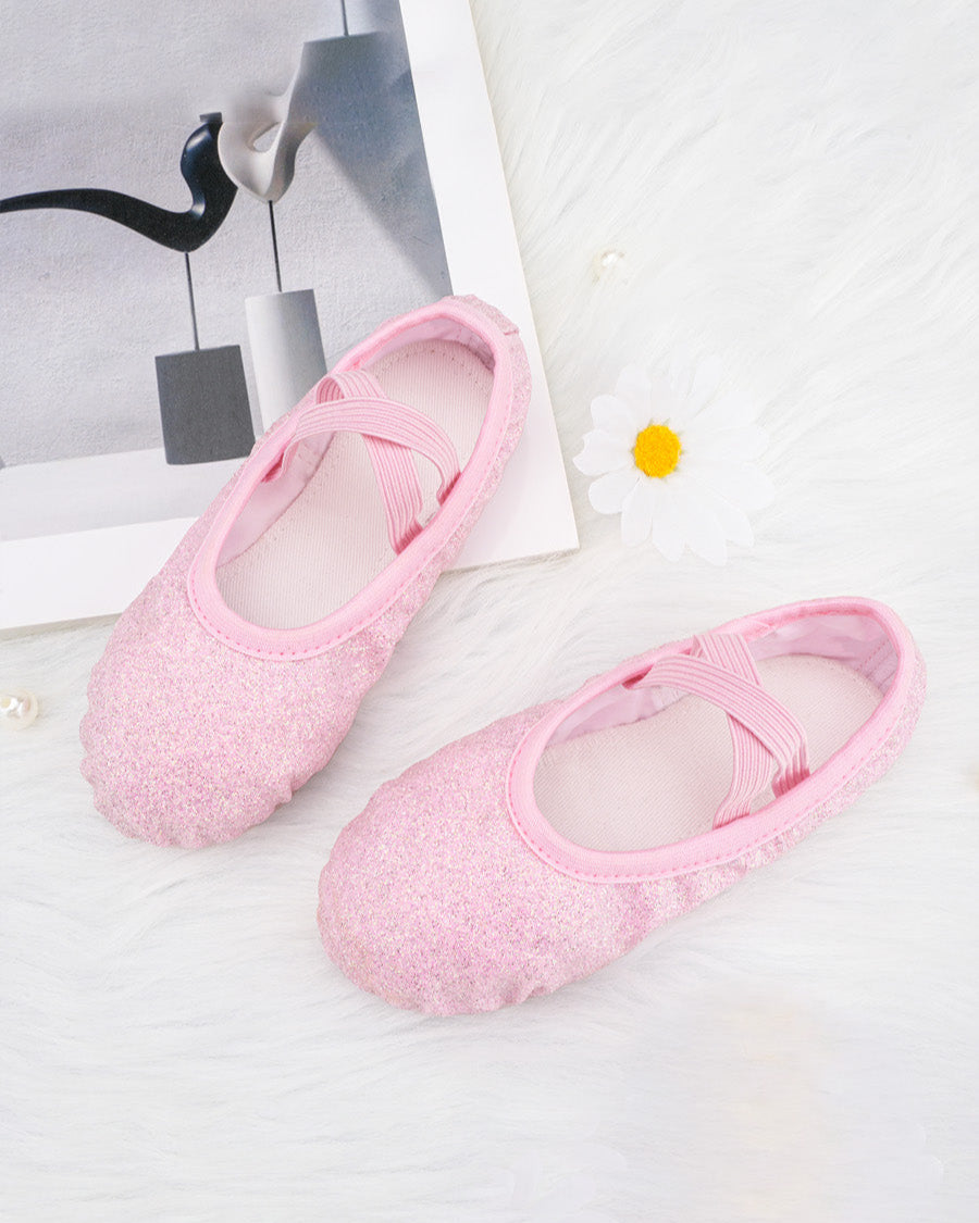 Dusty Pink Glitter Kids Glitter Ballet Shoes