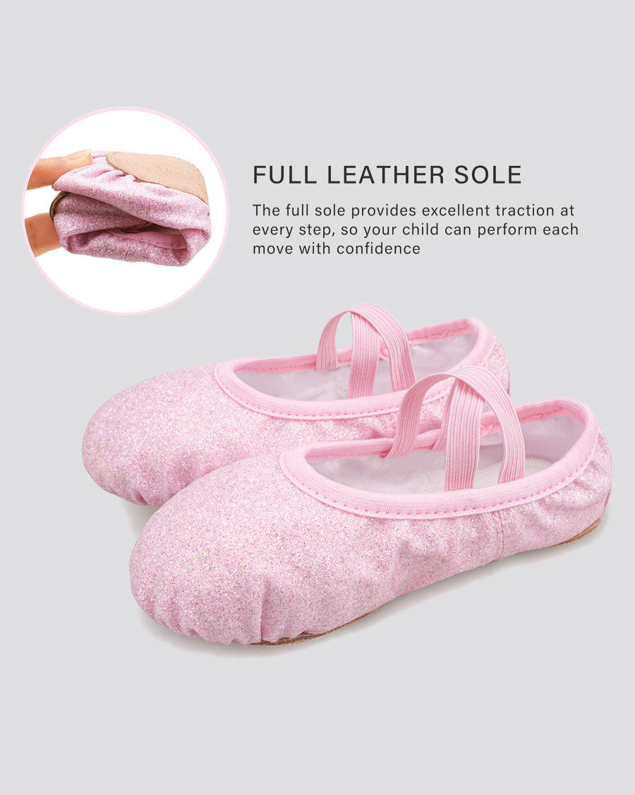 Dusty Pink Glitter Kids Glitter Ballet Shoes