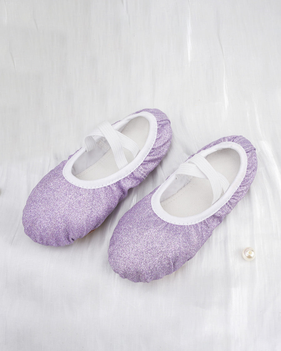 Purple Glitter Kids Glitter Ballet Shoes