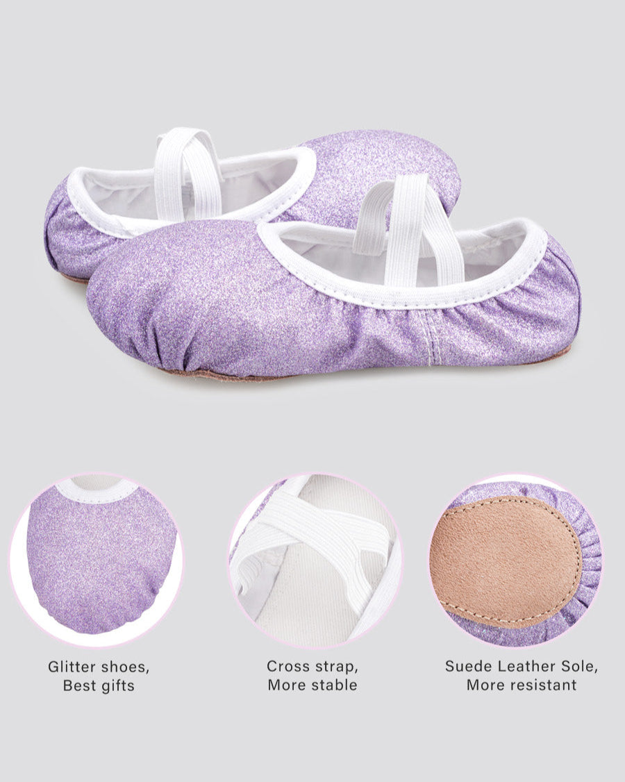 Purple Glitter Kids Glitter Ballet Shoes