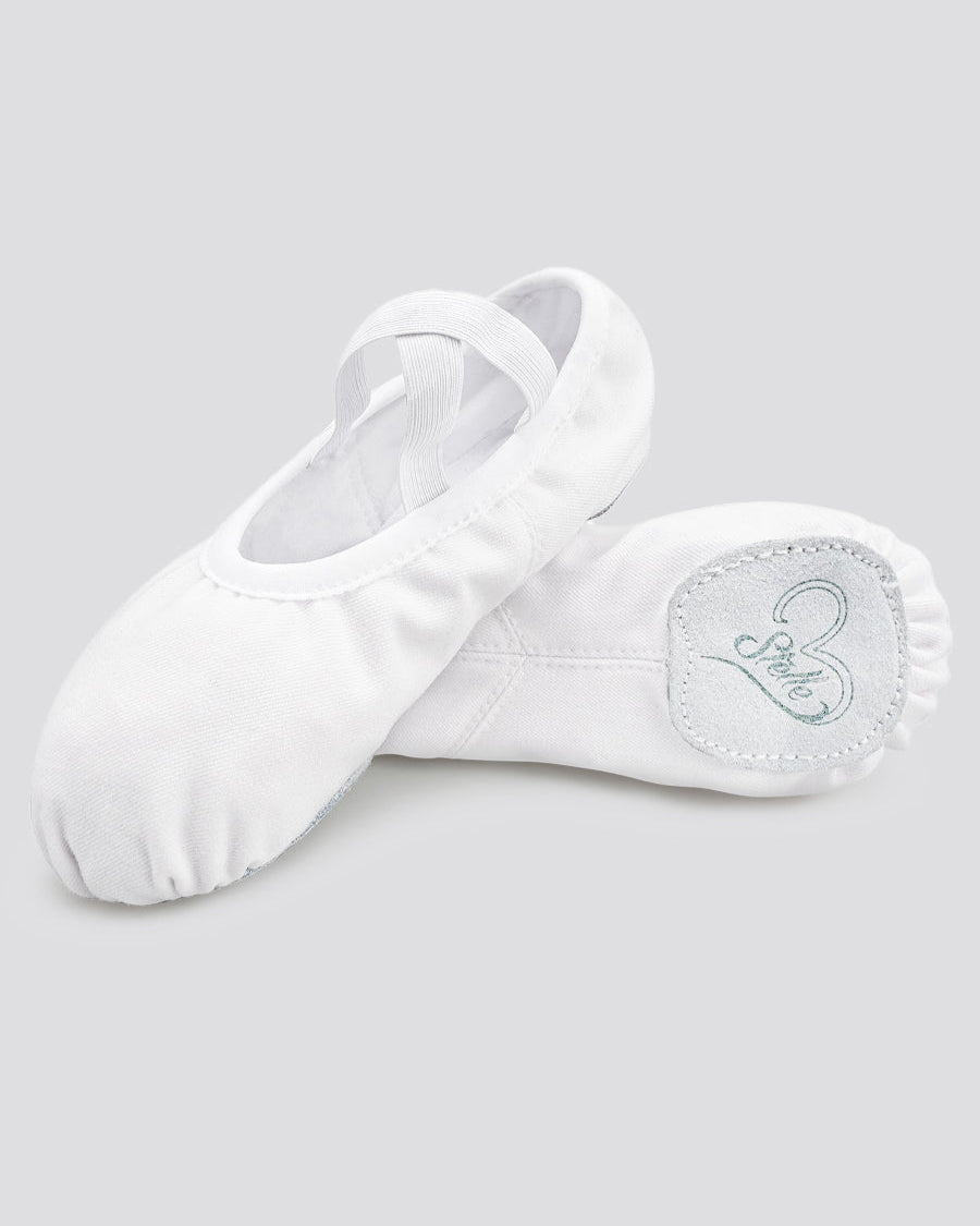 White Adults Stretch Canvas Ballet Shoes