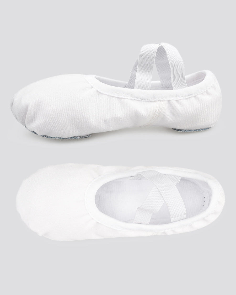 White Adults Stretch Canvas Ballet Shoes
