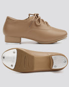 Tan Kids Lace Up PU Leather Tap Shoes