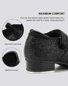 Black Glitter Kids Beat Bling Tap Shoes