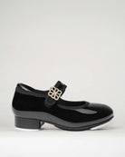Black Kids Floral buckle Tap Shoes